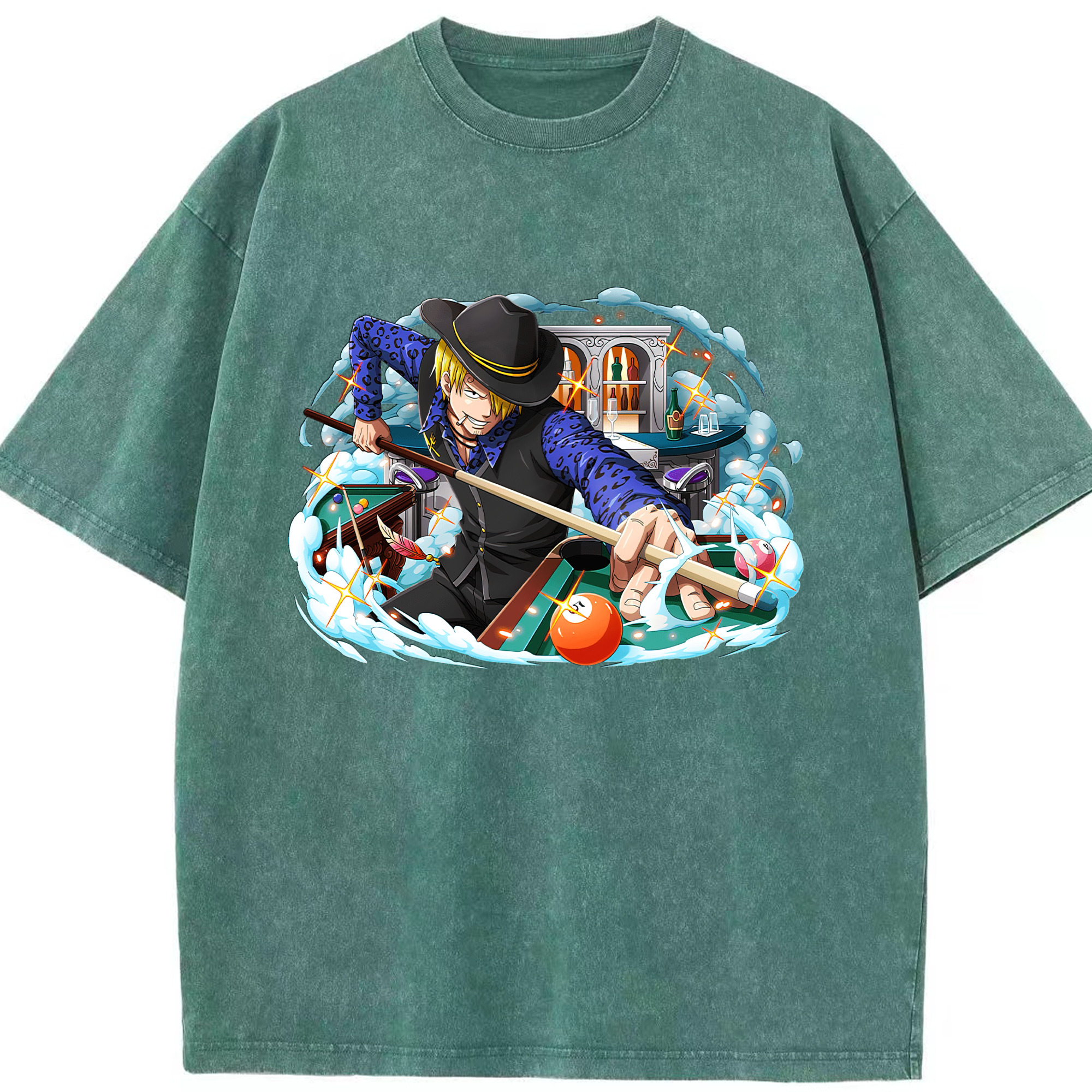 （画像用） ワンピース サンジ ONE PIECE Sanji 綿100% ヴィンテージ風 半袖Tシャツ（フロントプリント）